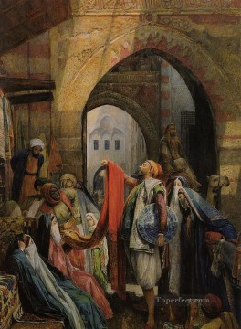 Un bazar de El Cairo Oriental John Frederick Lewis Árabes Pinturas al óleo